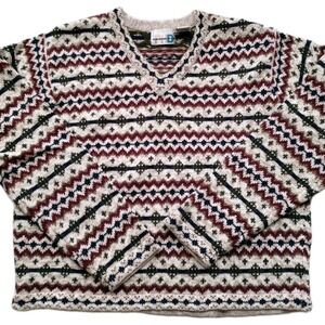 Paul Harris Design Sweater Womens Large Cropped V neck Pullover Geometric PHD